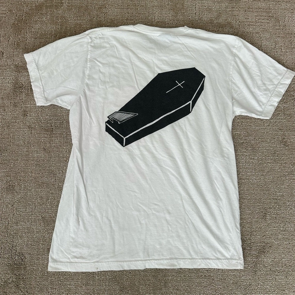 Dark seas White Graphic Tee with Coffin Design